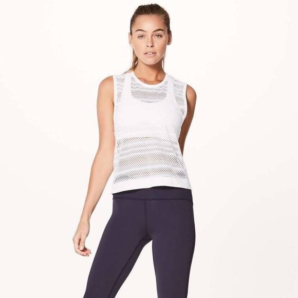 Lululemon Sweat Your Heart Out Tank White Size 10 - Picture 7 of 16